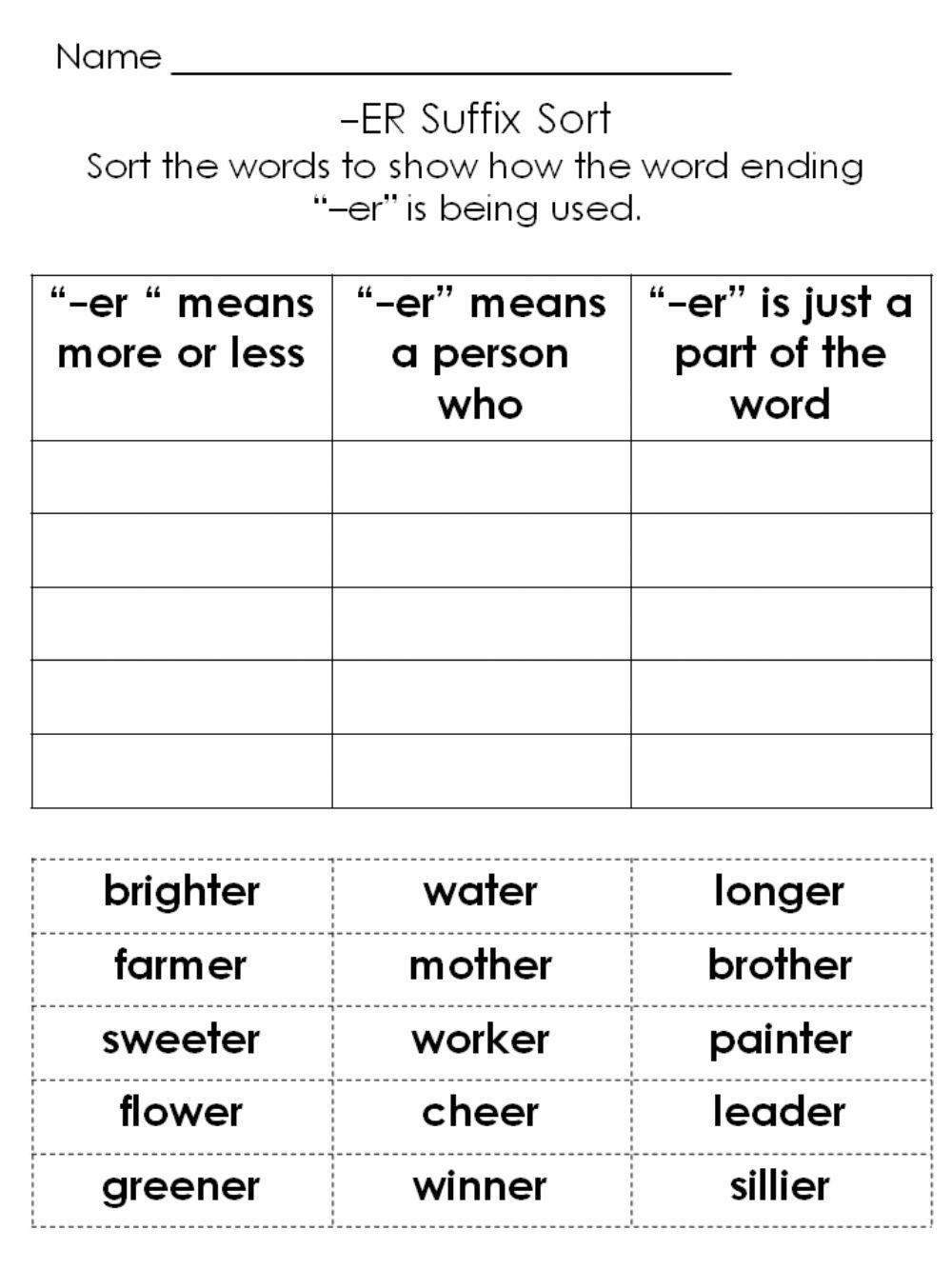 Suffix -er practice