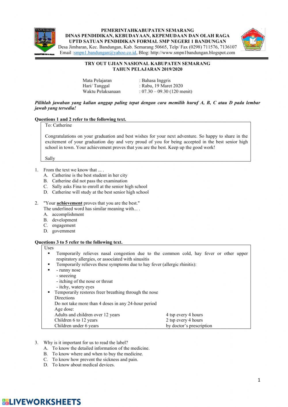 Mila try out kabupaten 50  2020