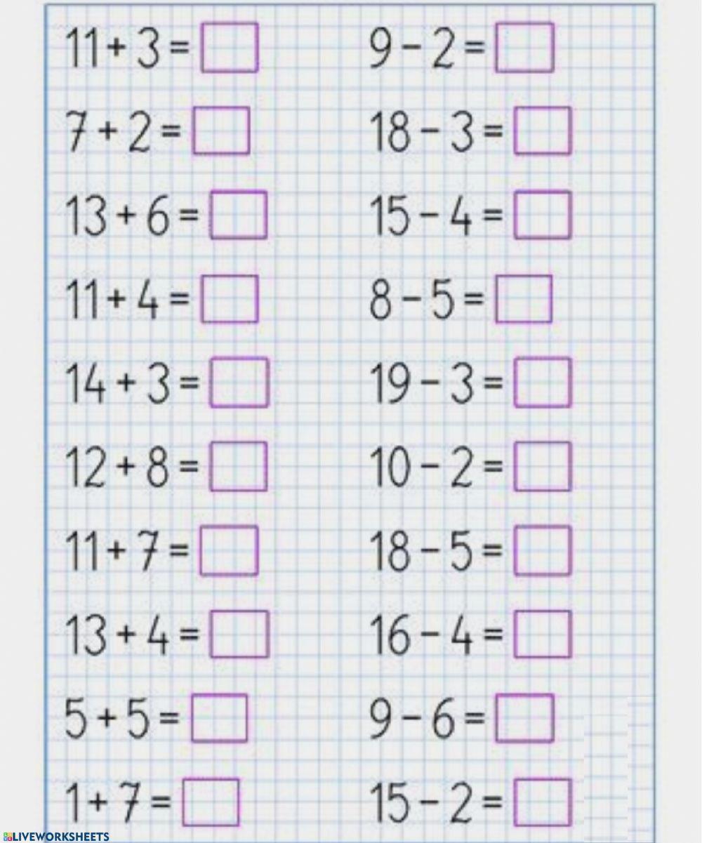 Математика - задачи до 20