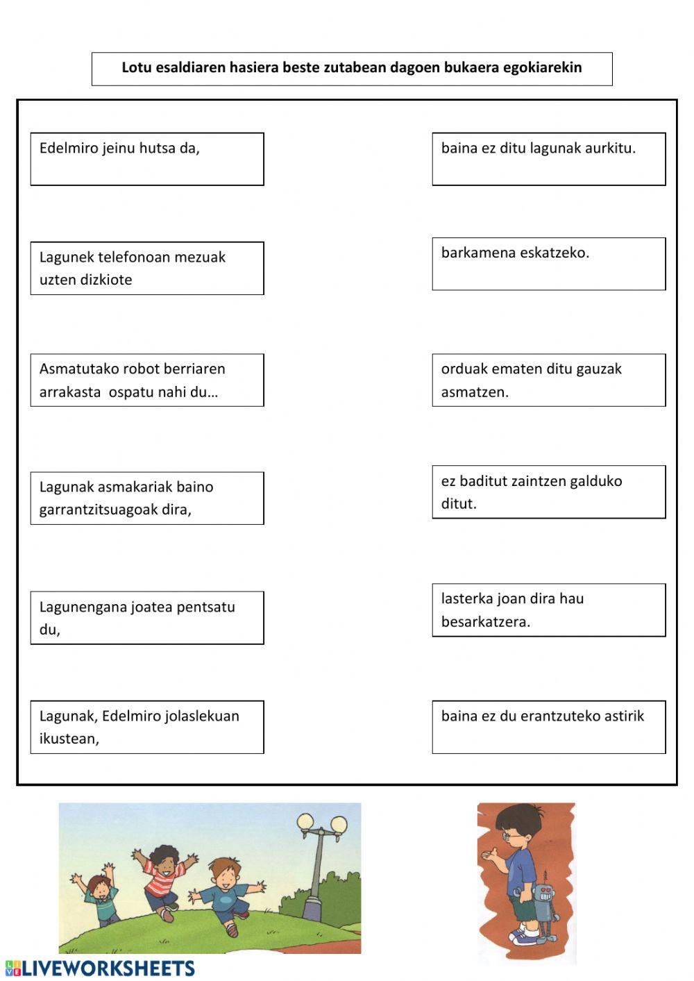 Esaldiak osatu lotuz
