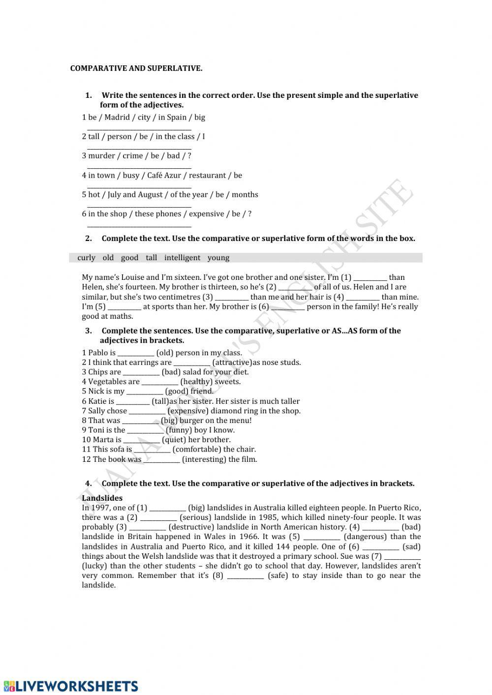 Comparative, superlative, as...as. english grammar for eso