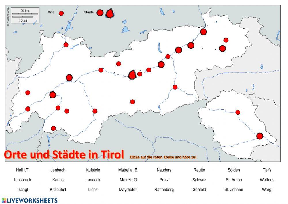 Orte und Städte in Tirol (Lernen)