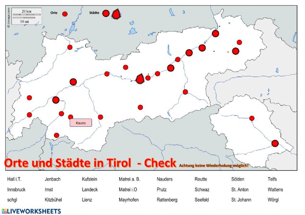 Orte und Städte in Tirol (CHECK)