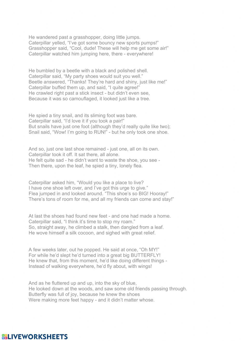 Caterpillar shoes poem