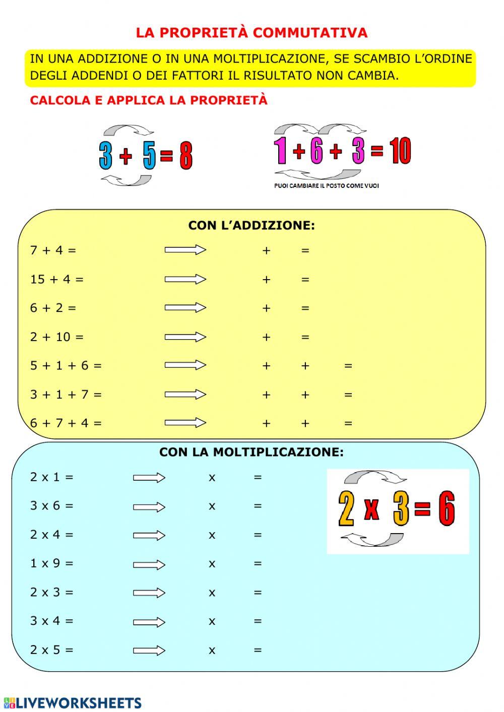Applicare la proprietà commutativa