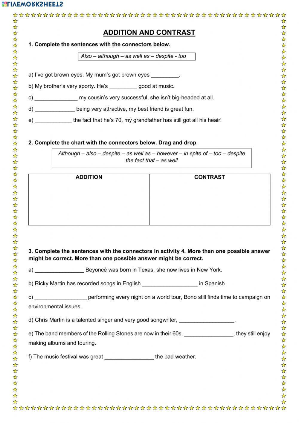 Contrast and addition connectors