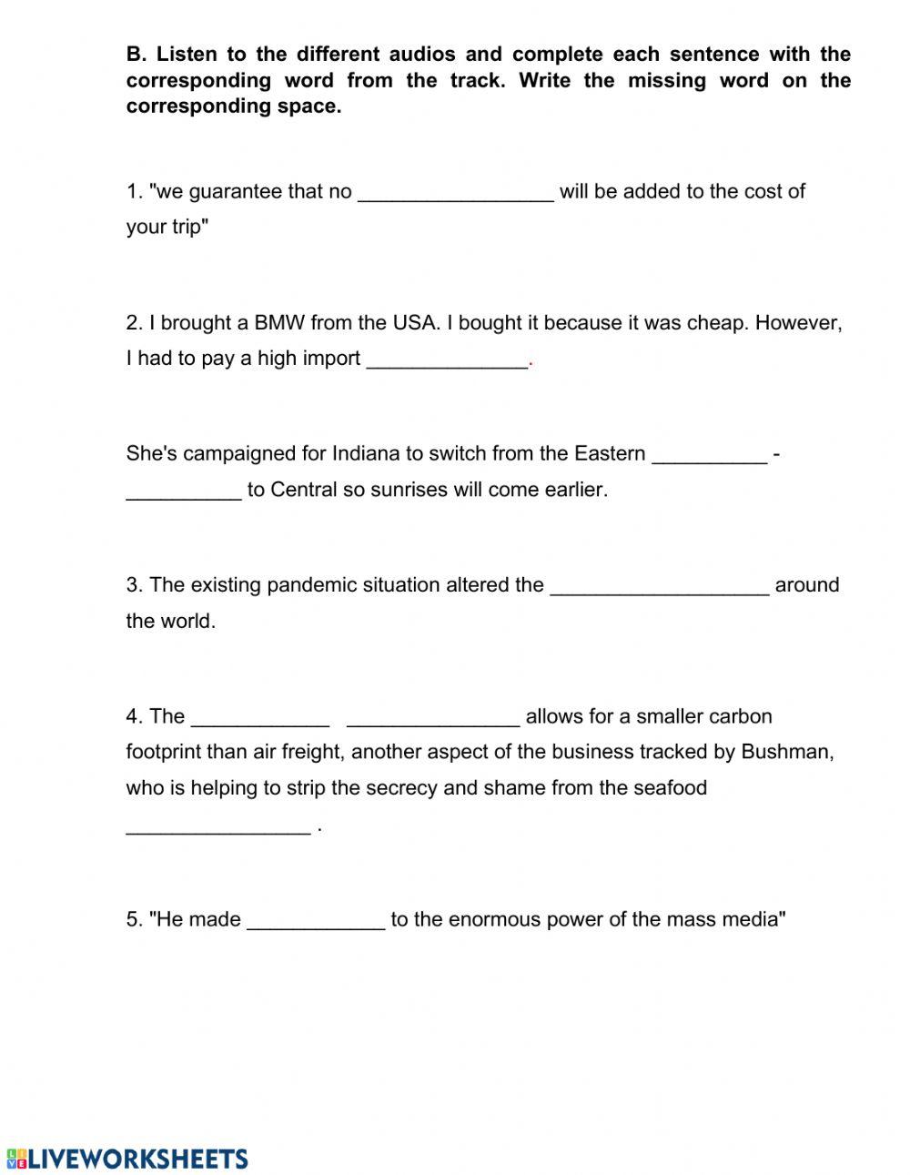 Shippiing, online shopping, vocabulary