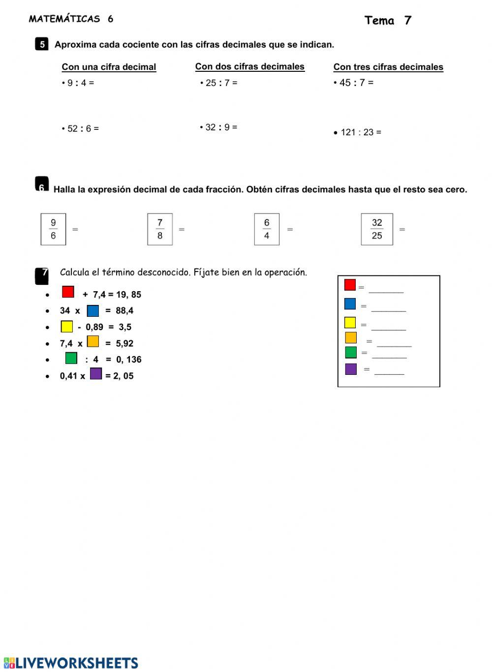 Divisiones con decimales
