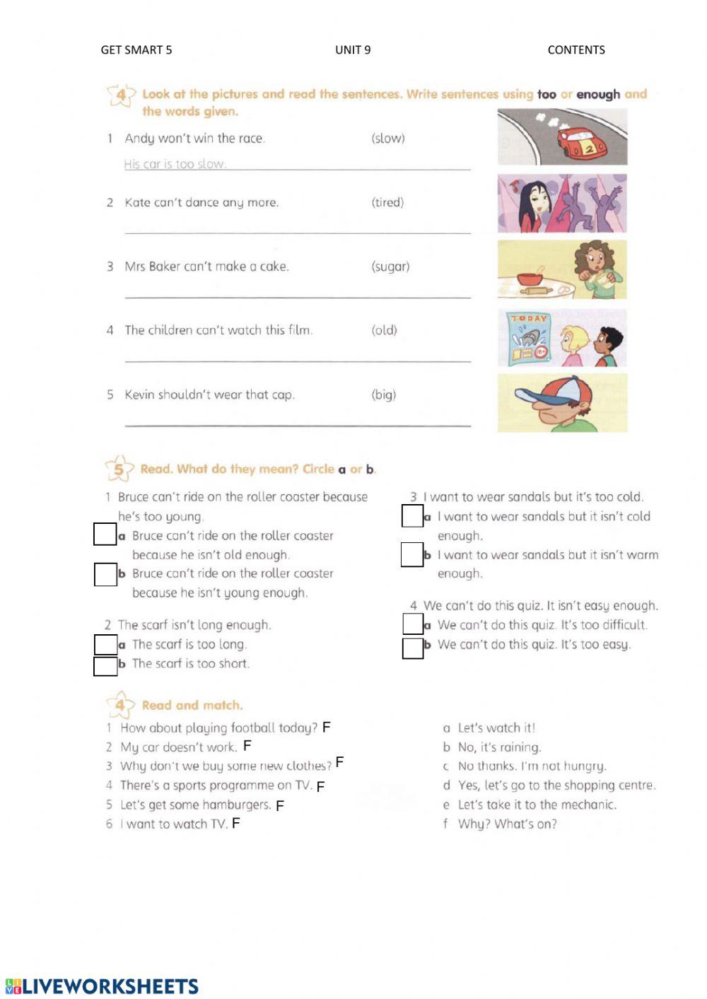 Too and enough, how to suggest