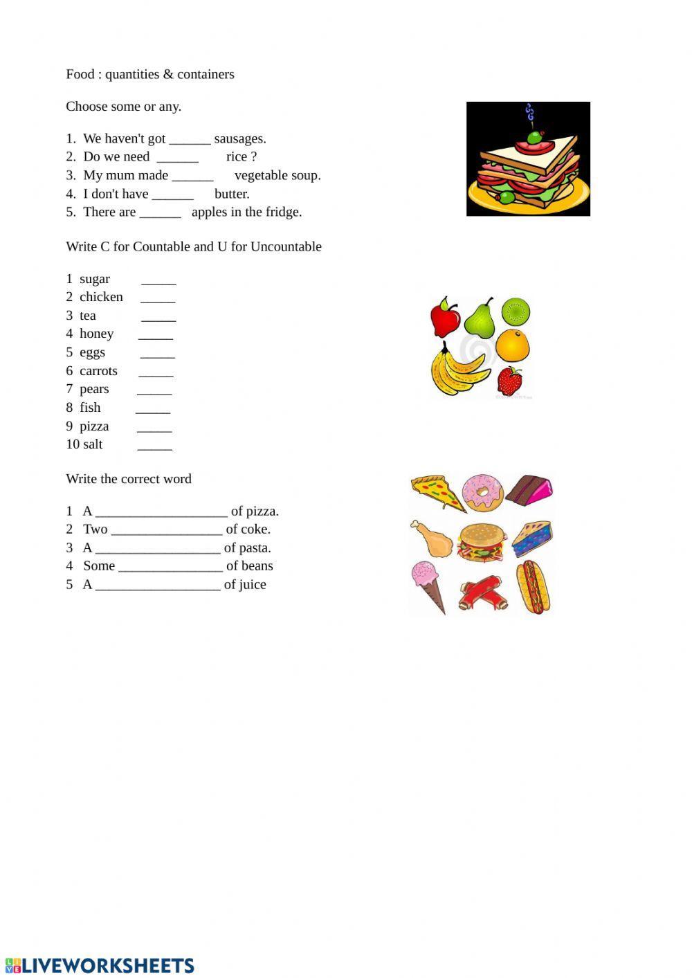 Food quantities & containers