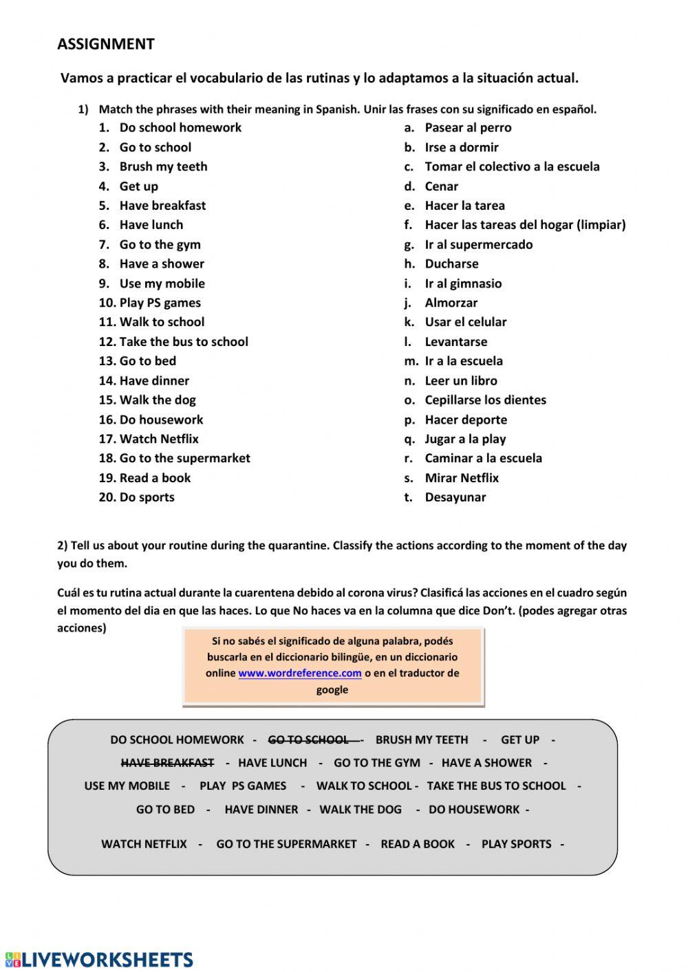 Routines in quarantine