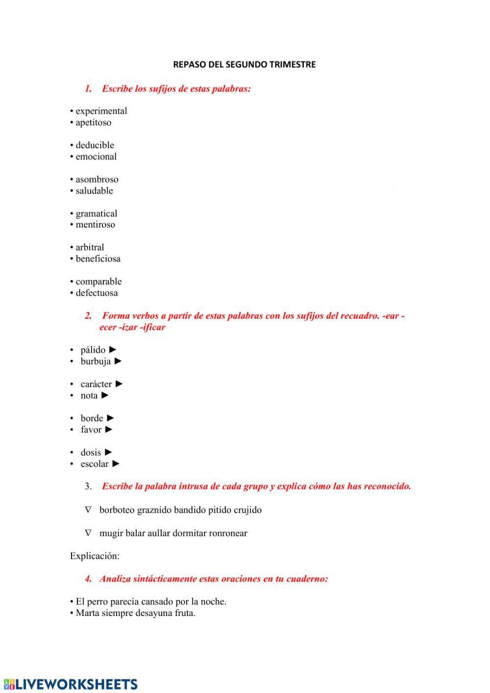 Repaso segundo trimestre