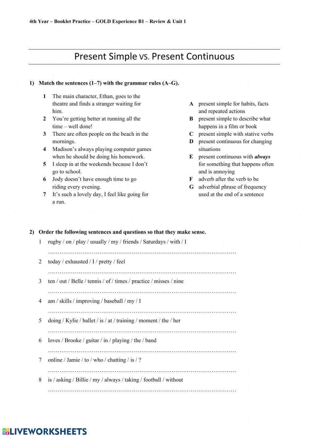 Present Simple VS. Present Continuous
