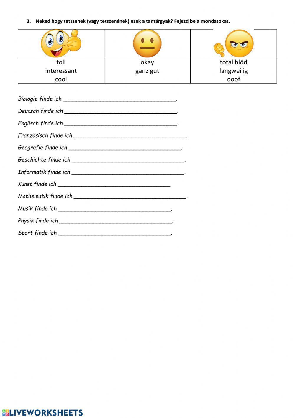 Schule, Schulfächer