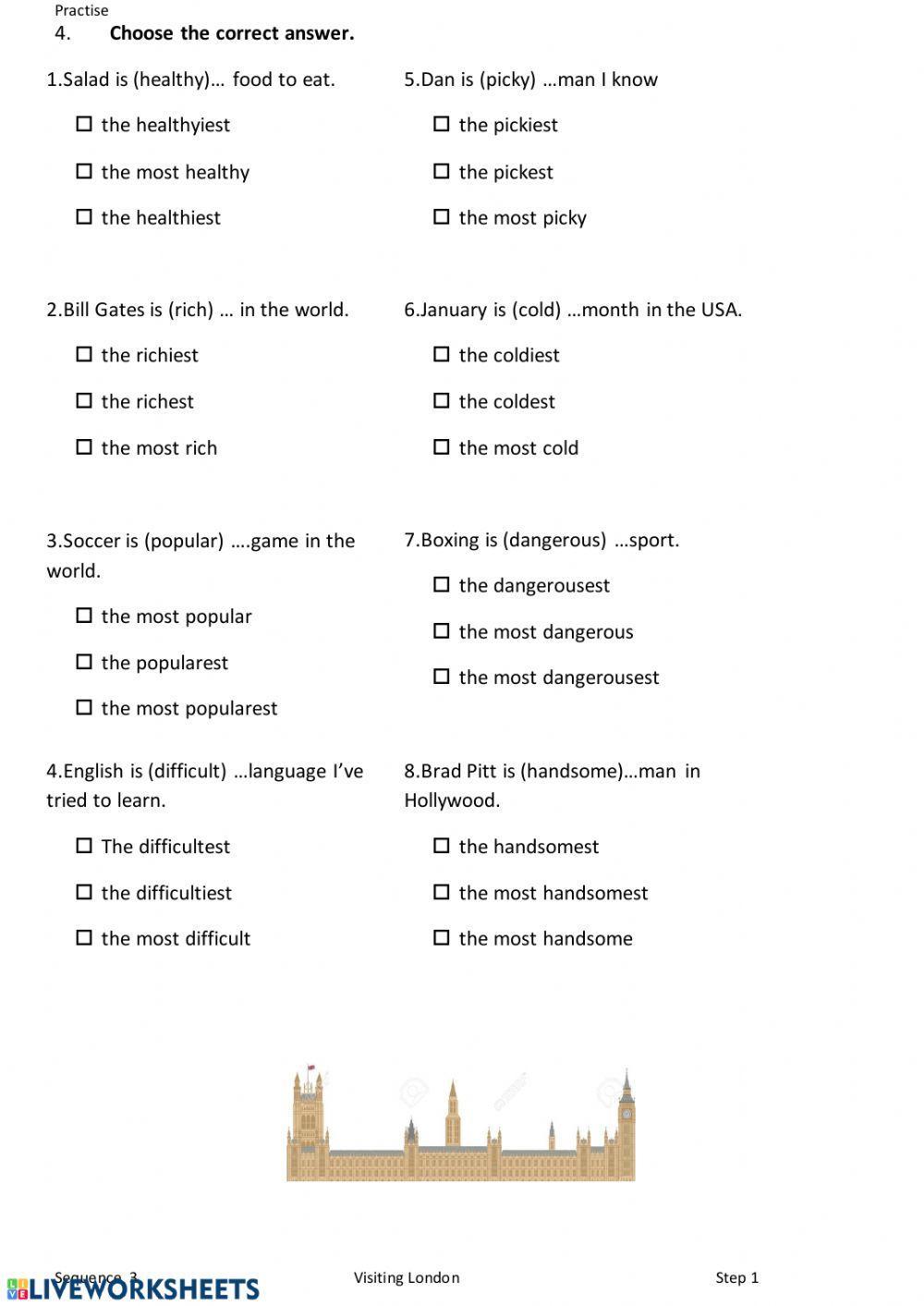 Exercises superlative london