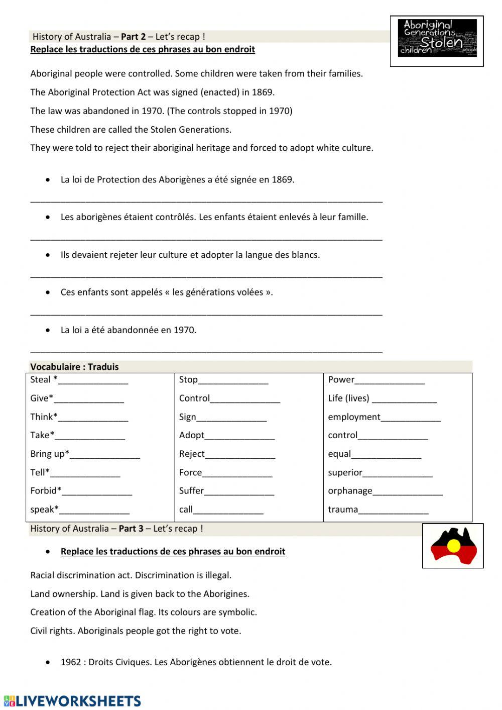 Recap part 2 - History of Australia