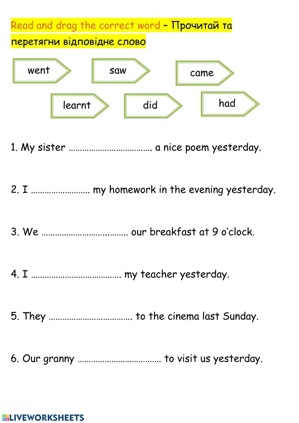 Past simple - irregulars - part 2