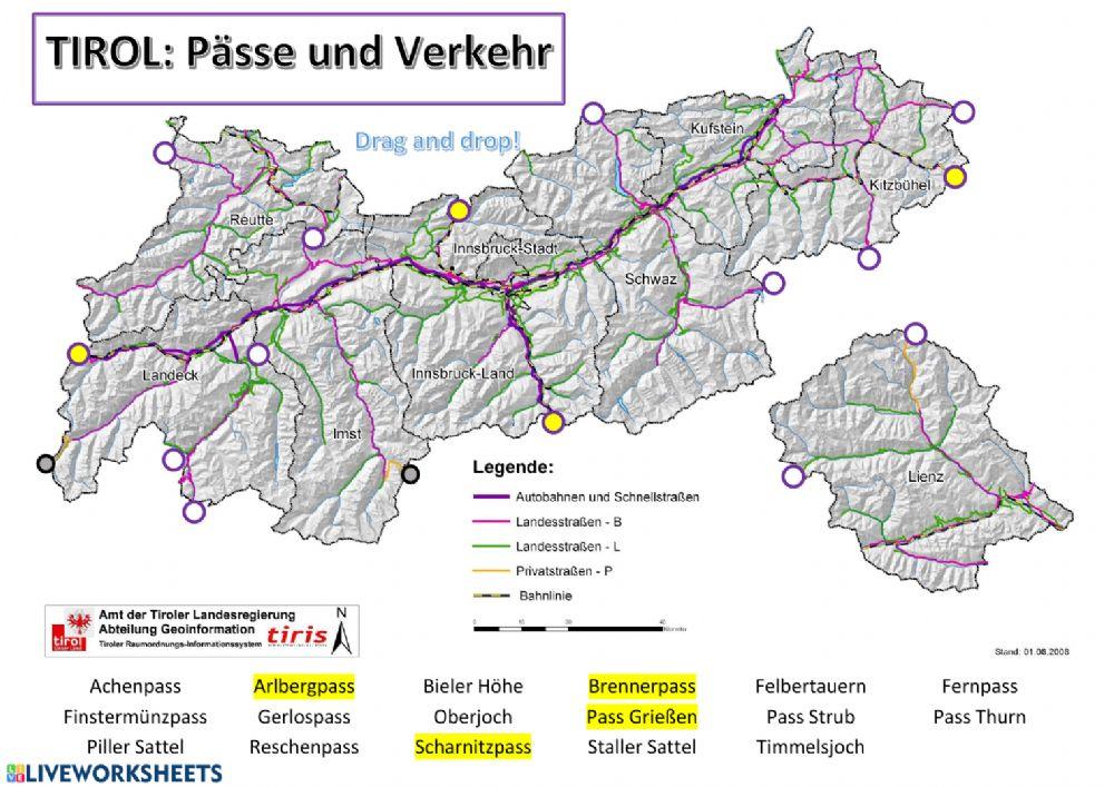 Tirol: Pässe und Verkehr (Drag and drop)
