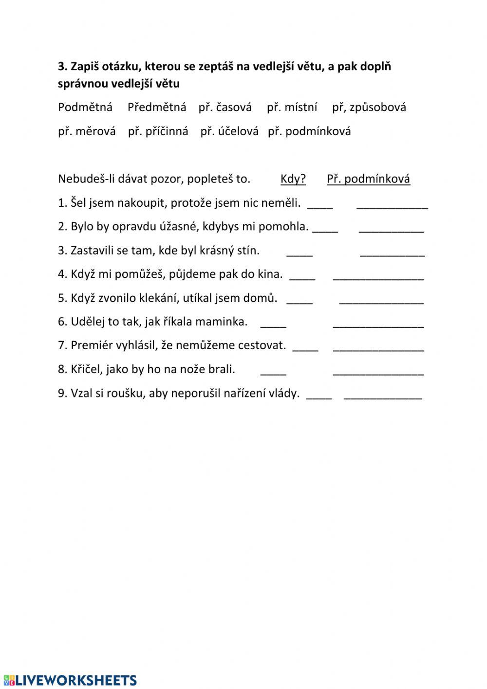 Vedlejší věty - časová, podmínková