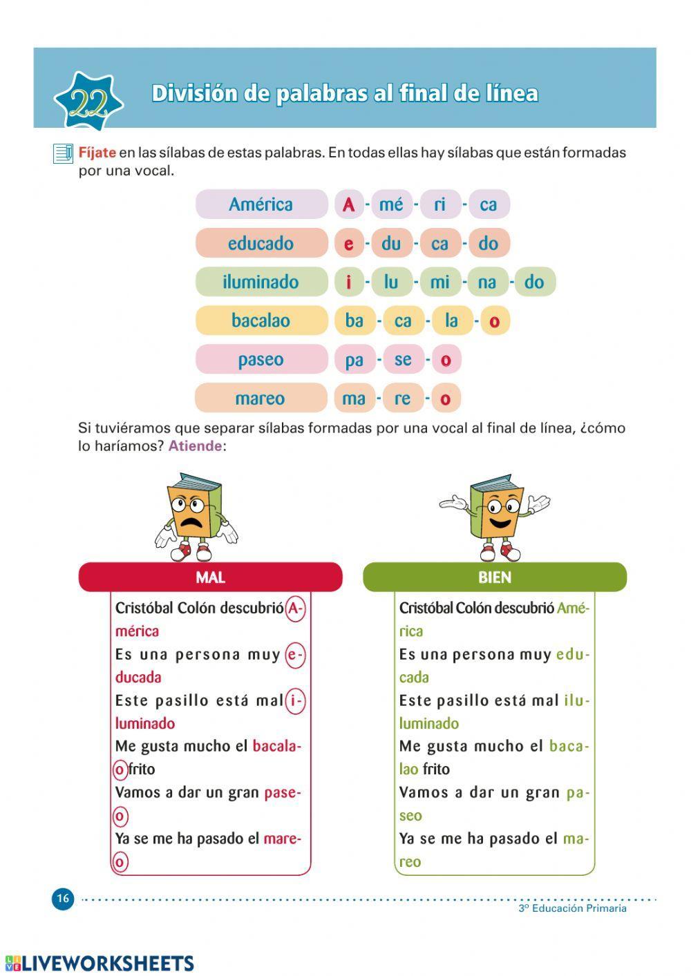 División de palabras