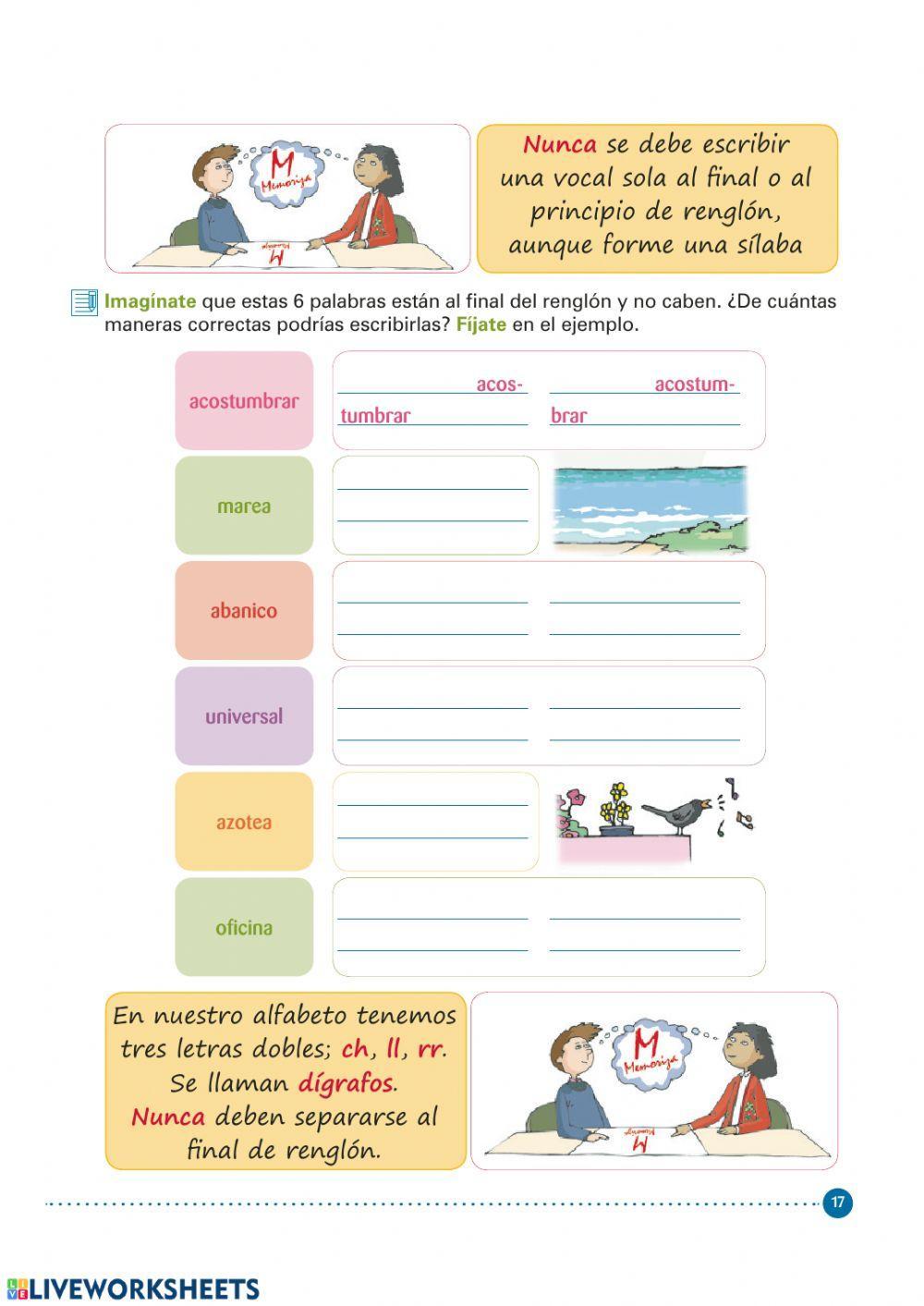 División de palabras