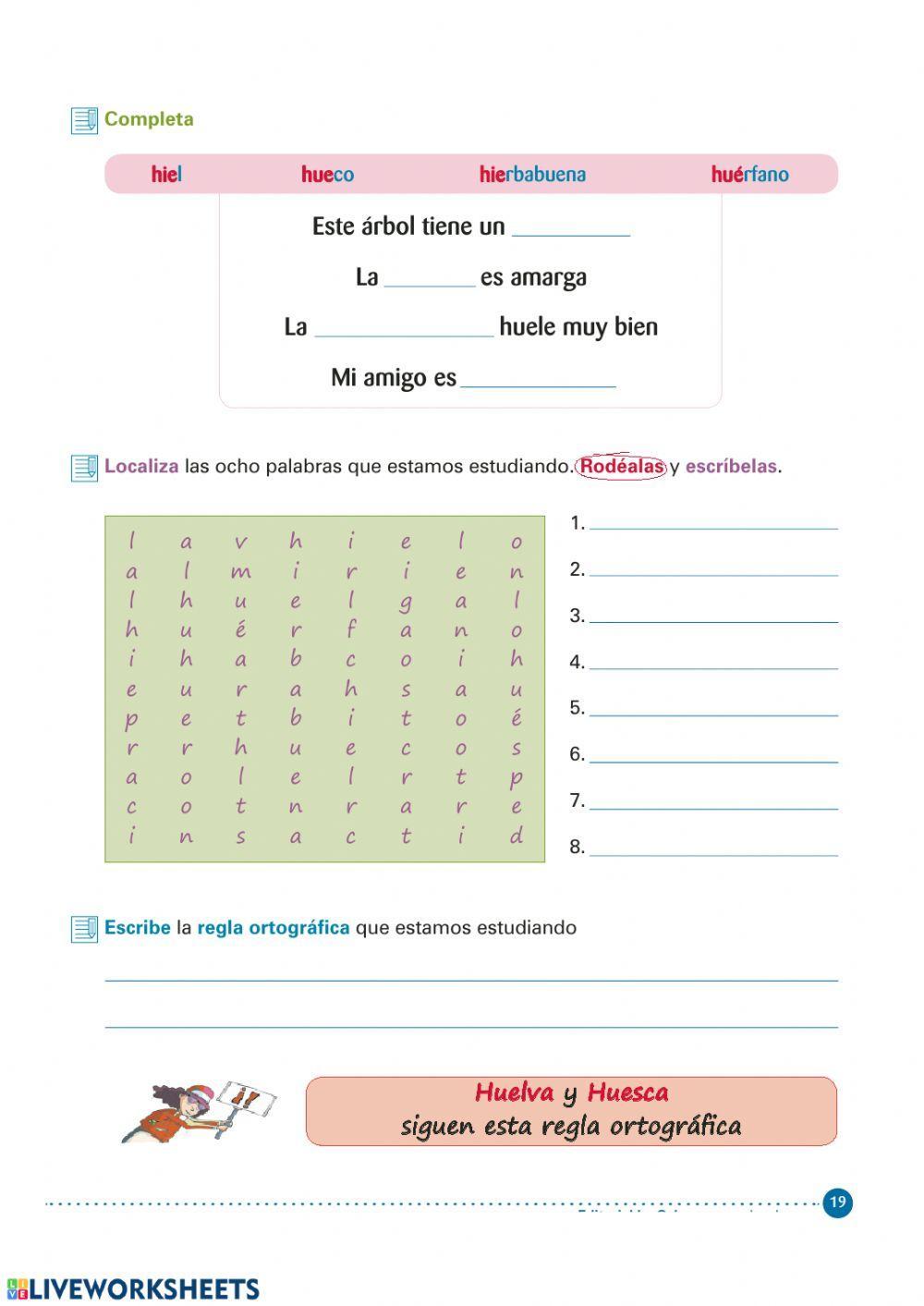 Palabras que empiezan por hie hue