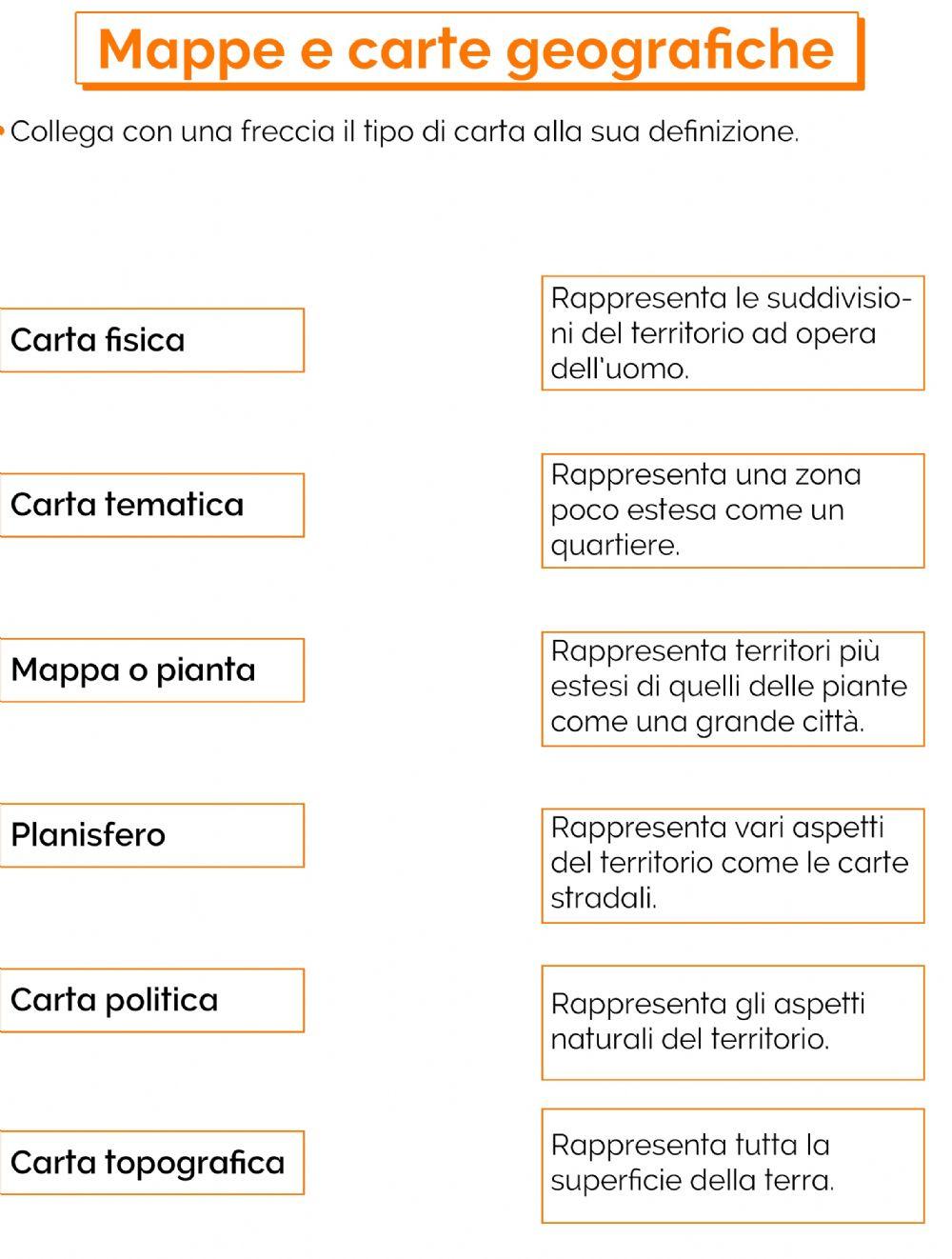 Carte tematiche worksheet | Live Worksheets