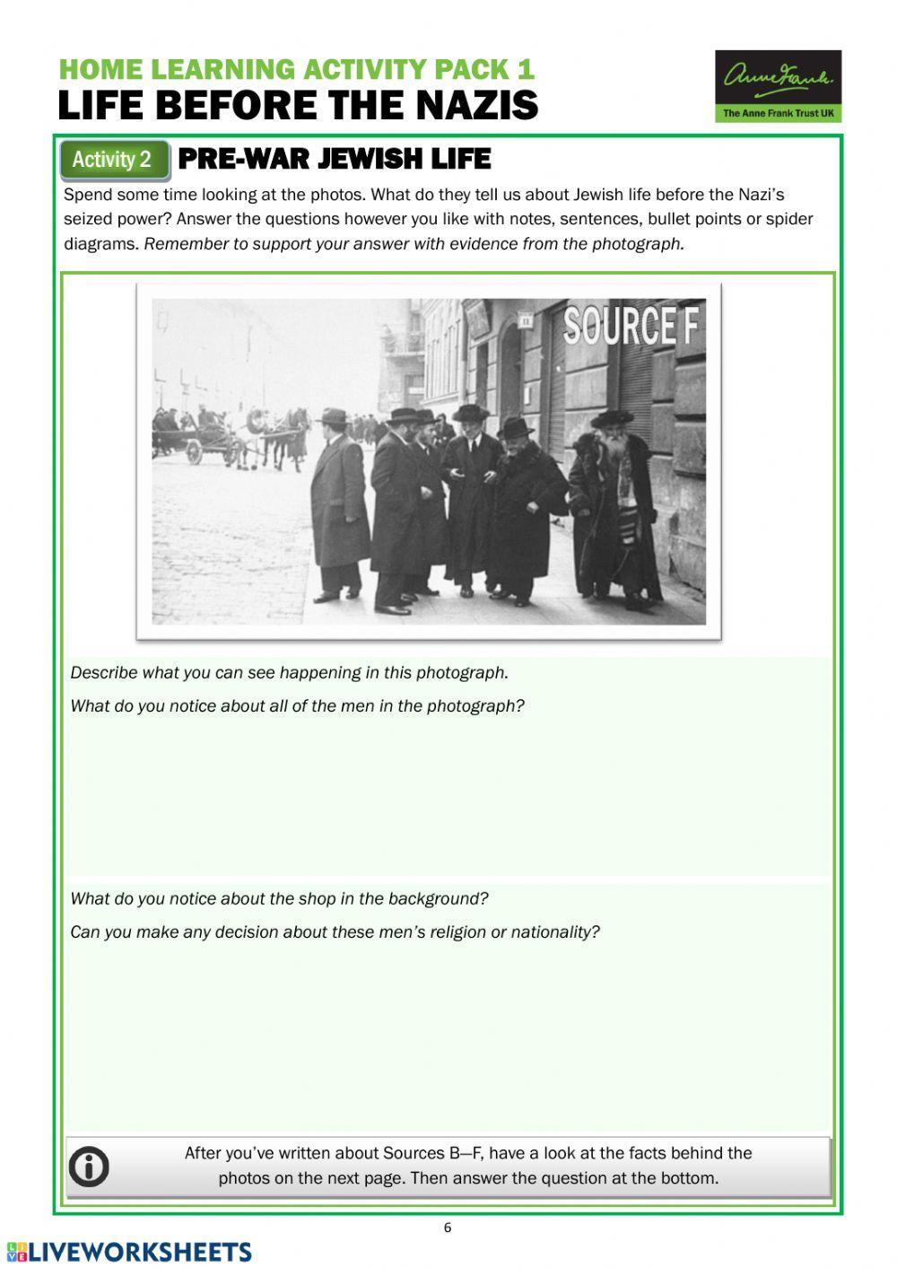 Home Learning Activity Pack 1 - LIFE BEFORE THE NAZIS