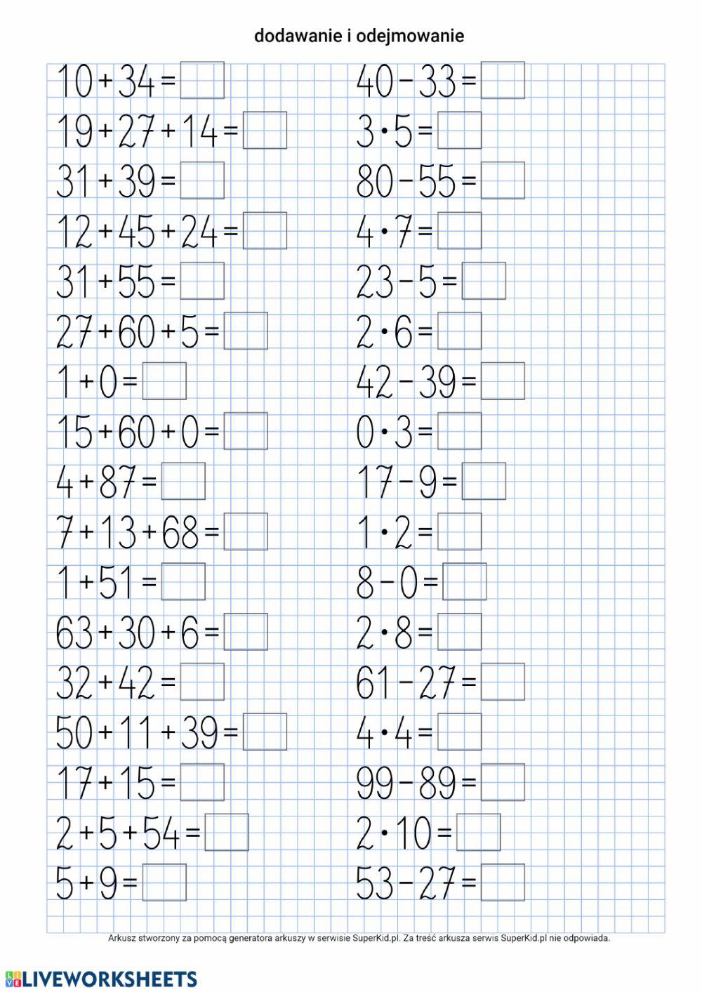 Dodawanie I Odejmowanie Do 30 Dodawanie I Odejmowanie W Zakresie 30 Worksheet Live, 51% OFF