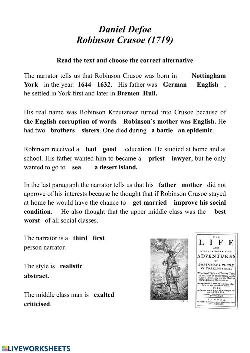 Robinson Crusoe - Exercise page 133