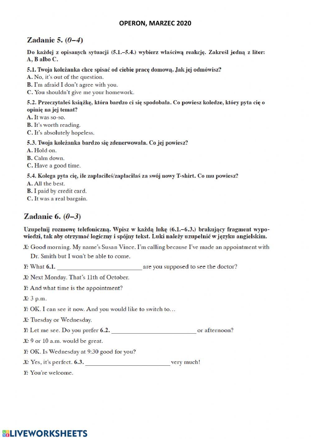 Mock exam 8 March 2020 part 2