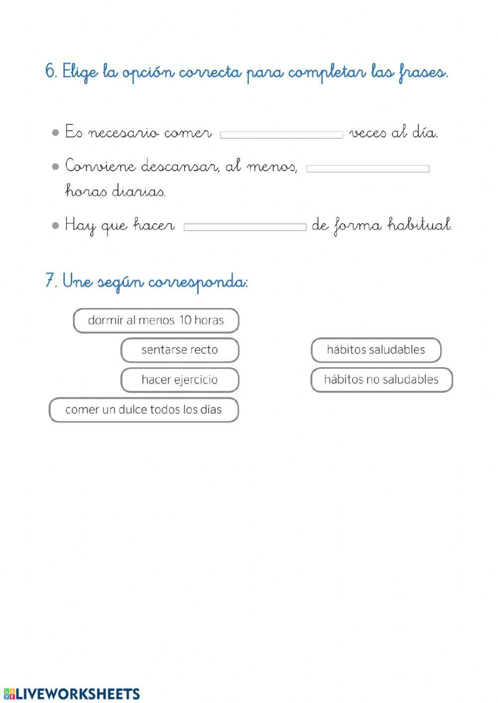 Los alimentos y los hábitos saludables