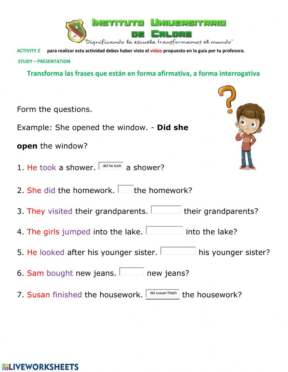 Simple past interrogative form - Medical vocabulary