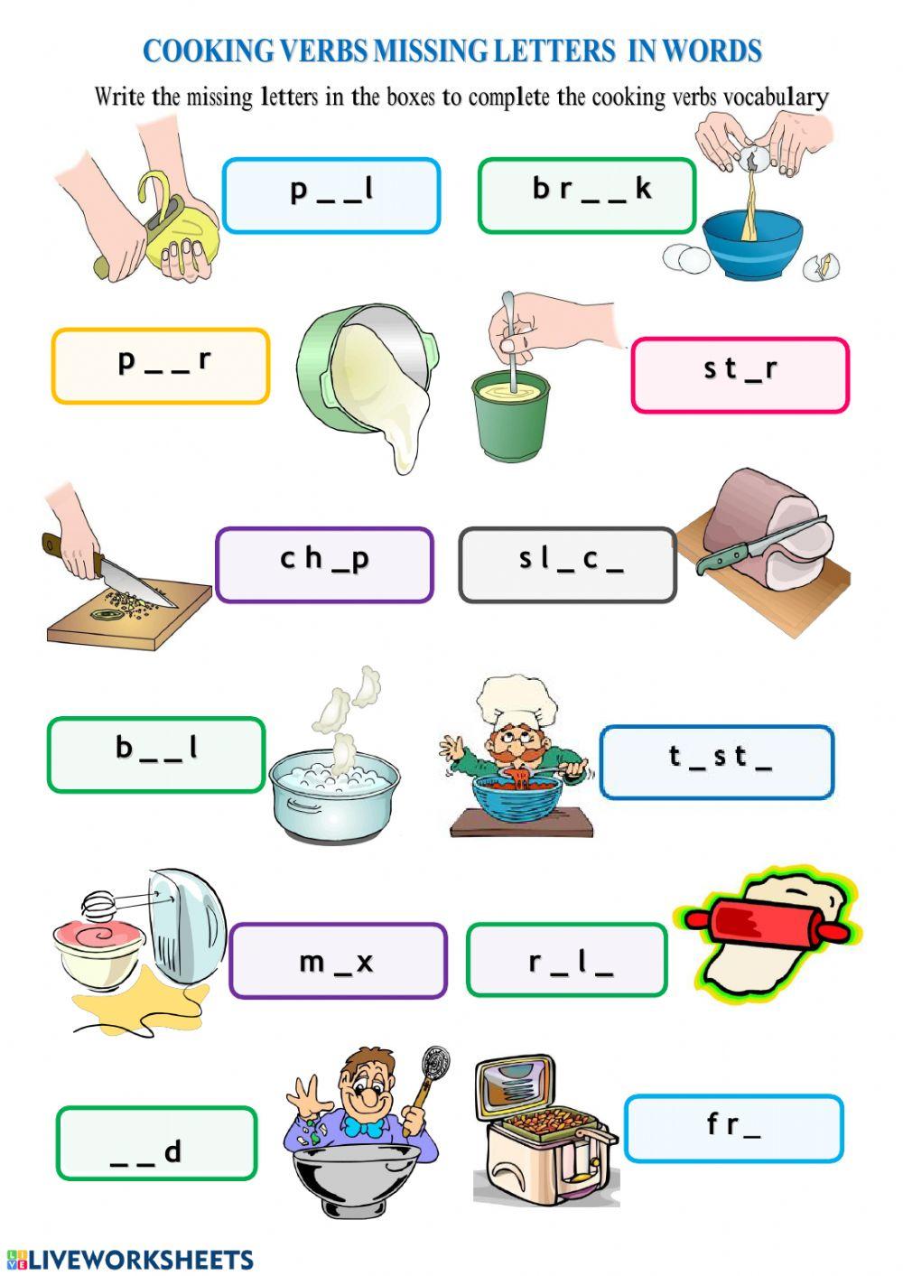 cooking verb missing letters