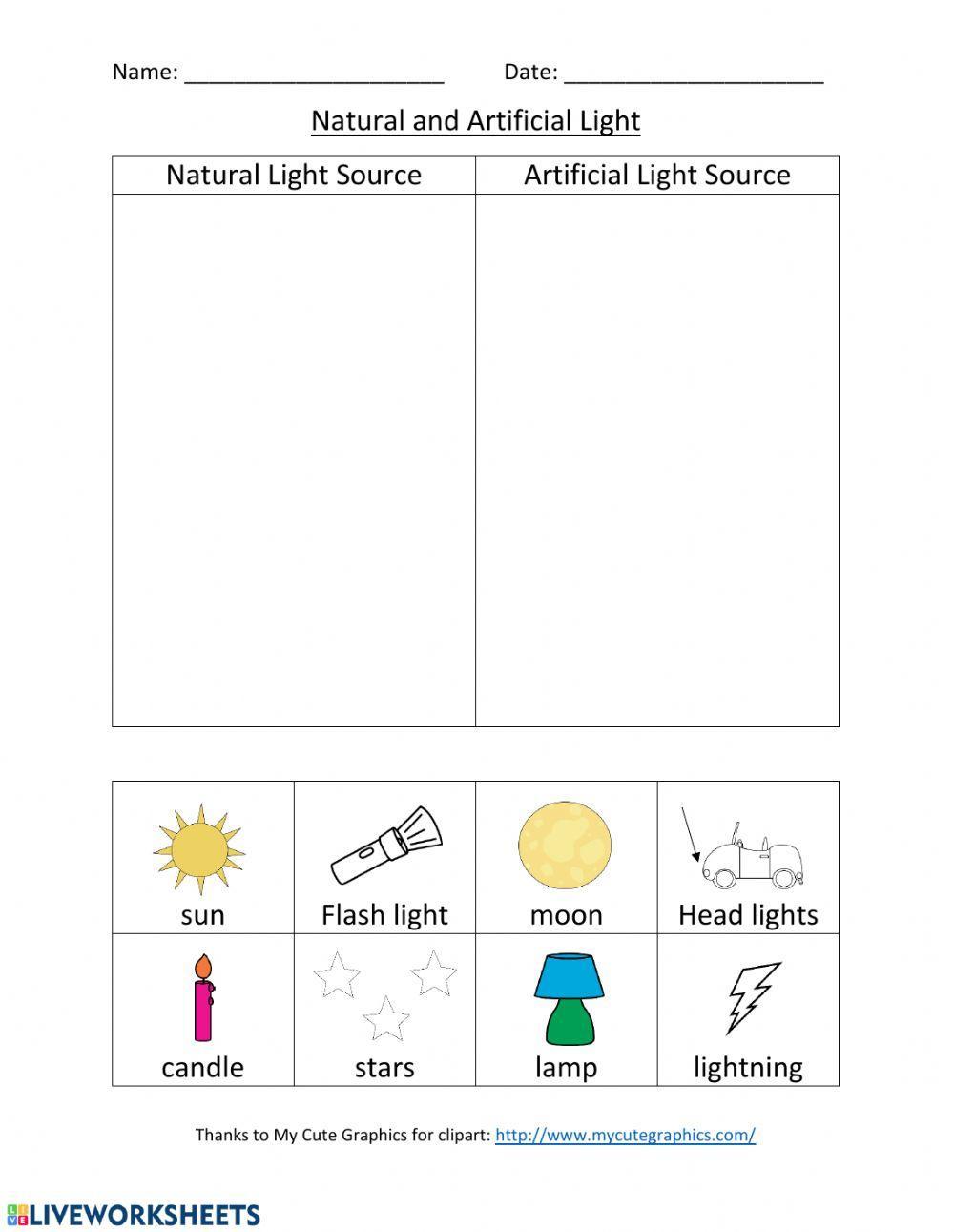 Natural and artificial source of light