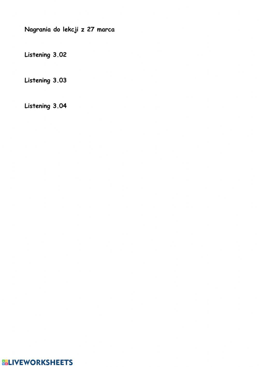 Słuchanie 27 marca