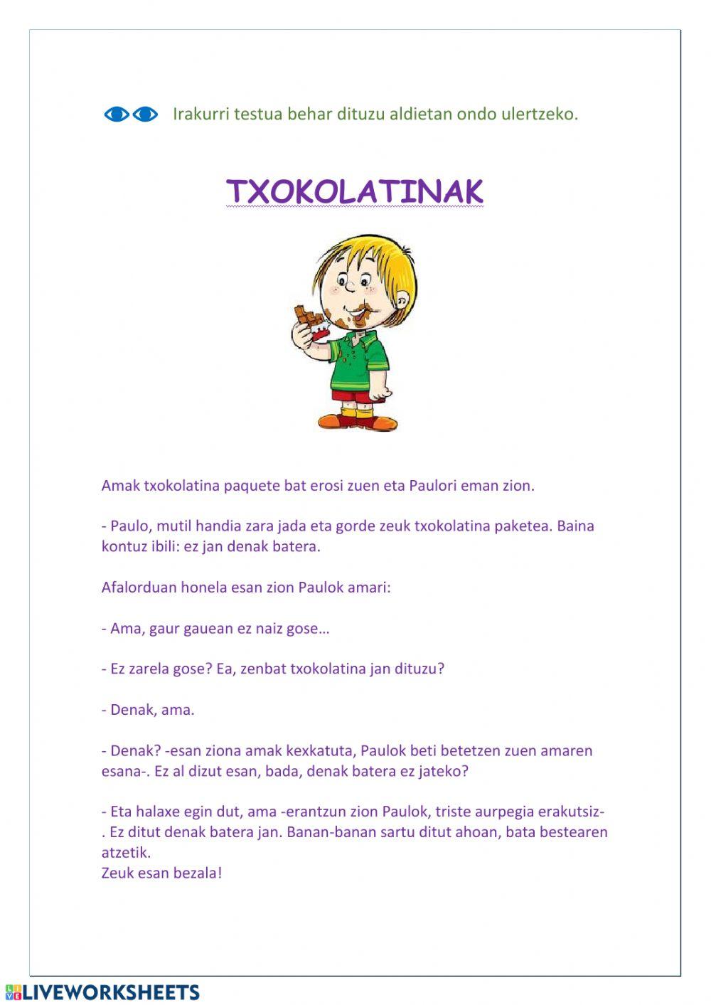 Irakurketa-txokolatinak
