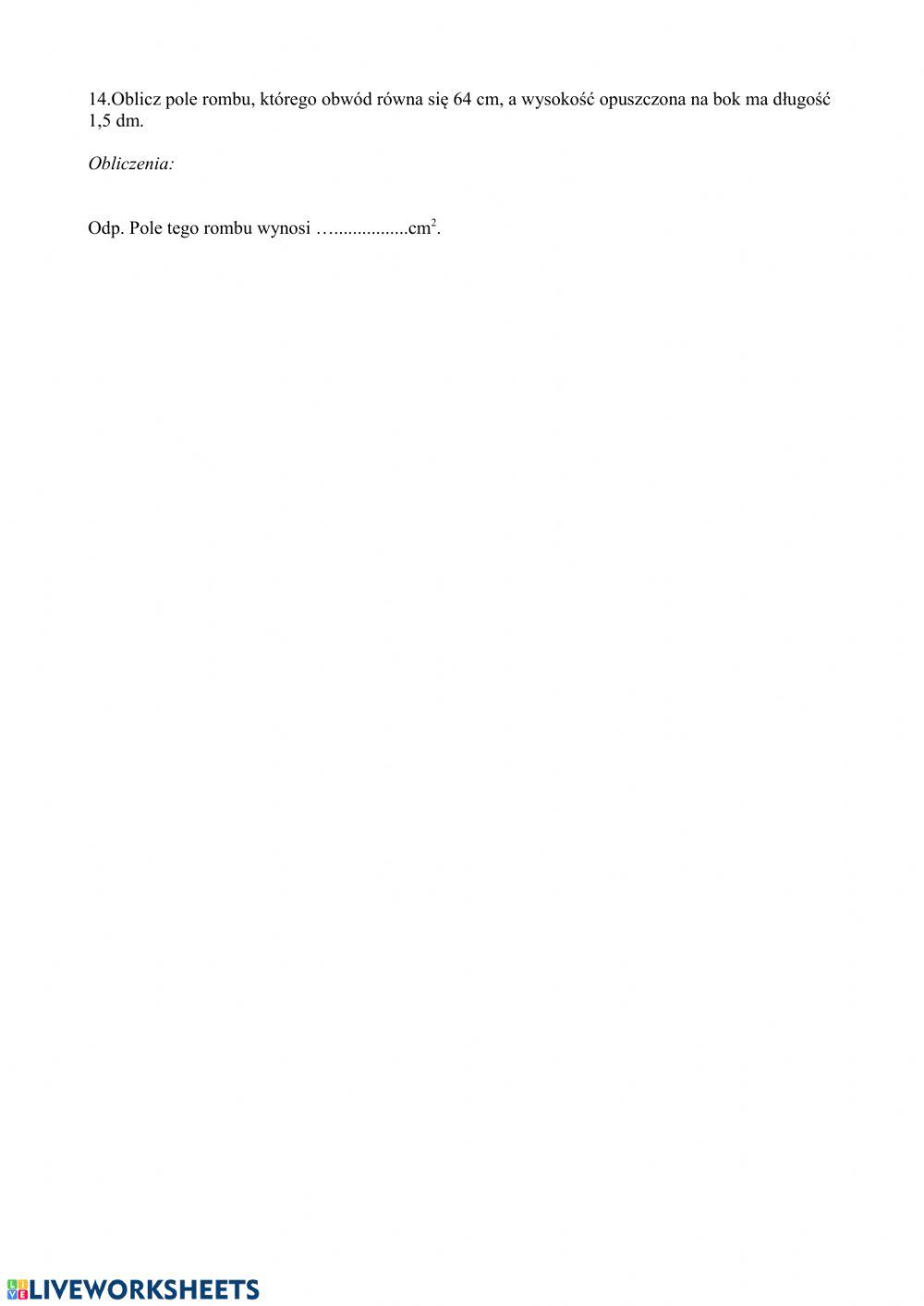 Pole rombu i równoległoboku