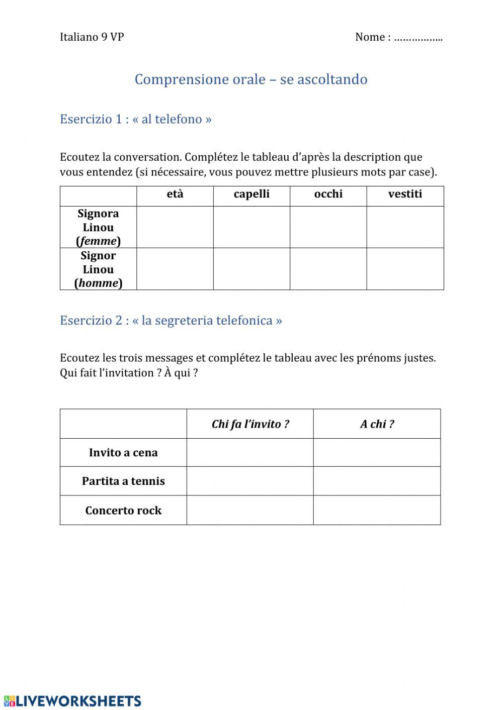 Comprensione orale 9VP