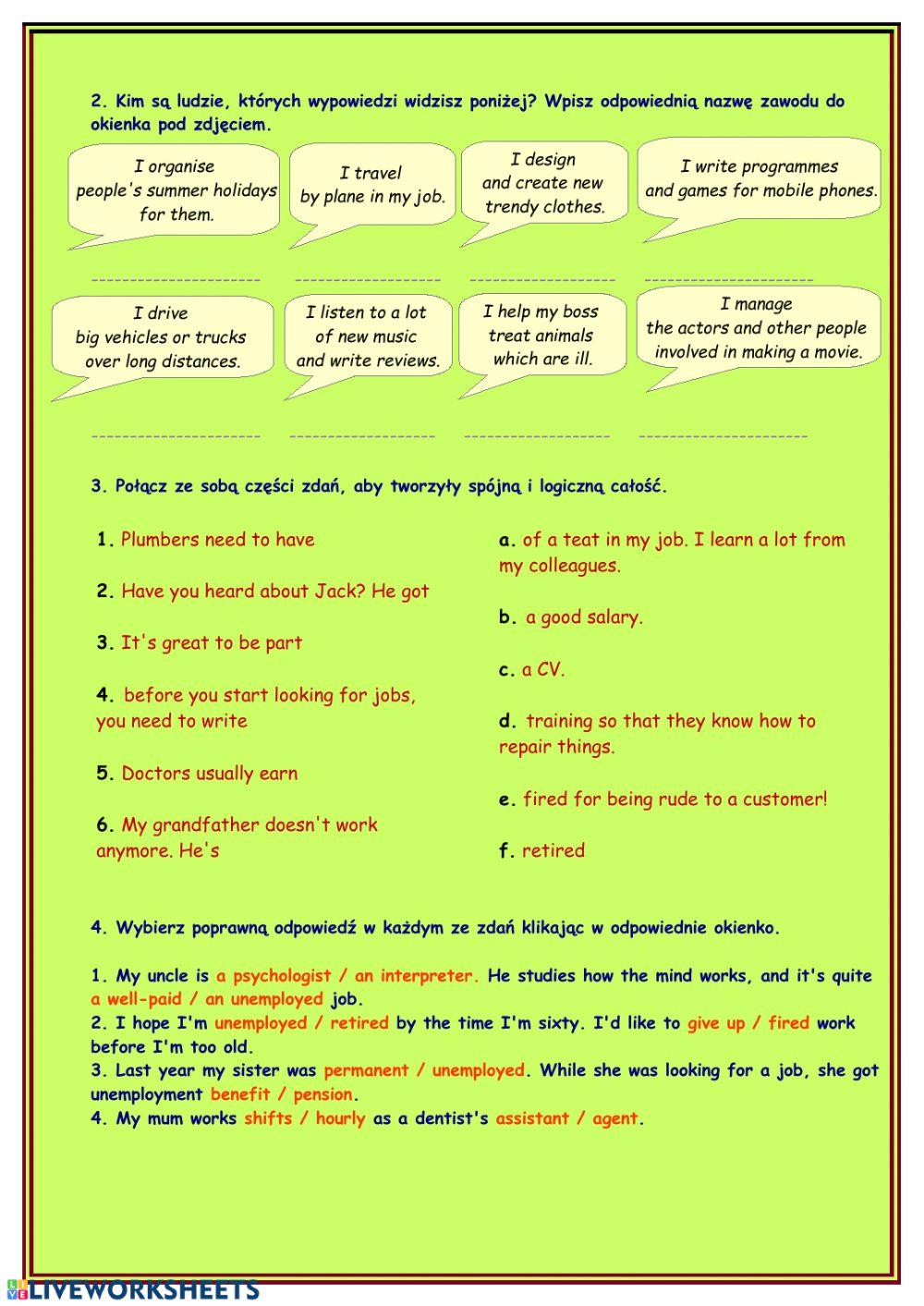 Jobs and occupations