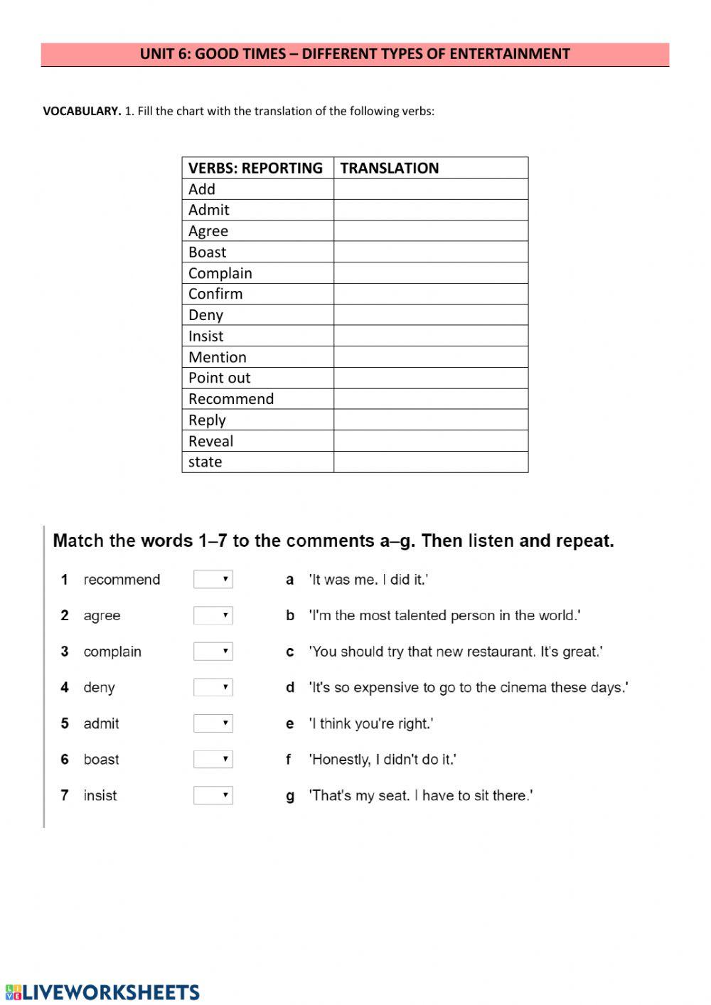 Reporting verbs