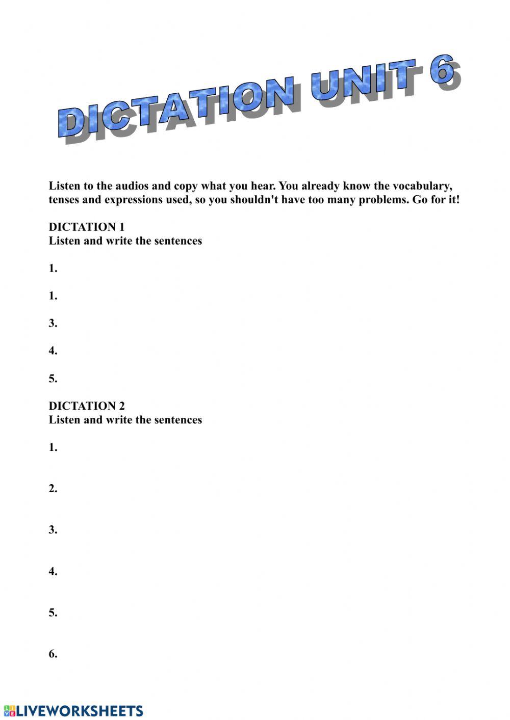 Dictation for 2º eso