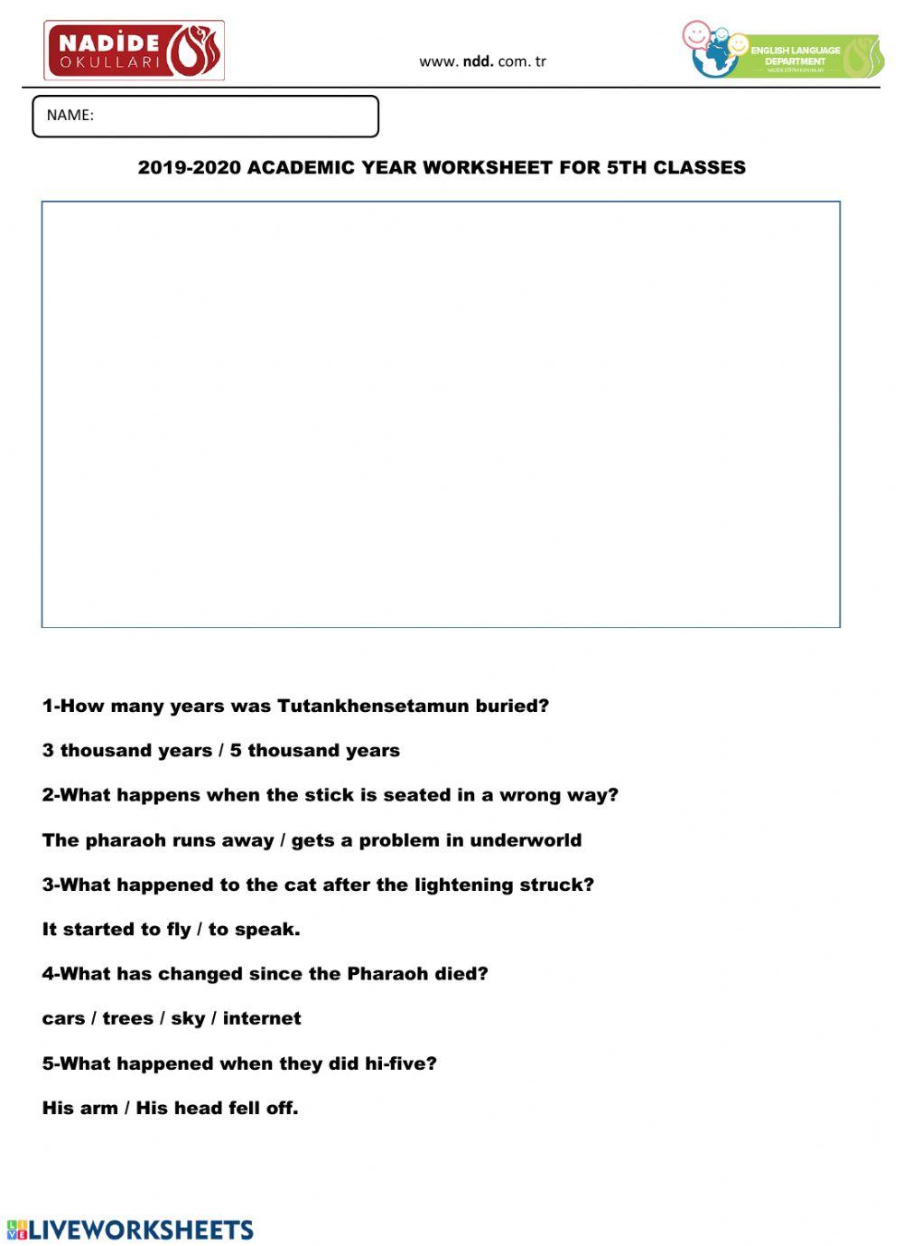 Video Worksheet-1 for 5th Grades