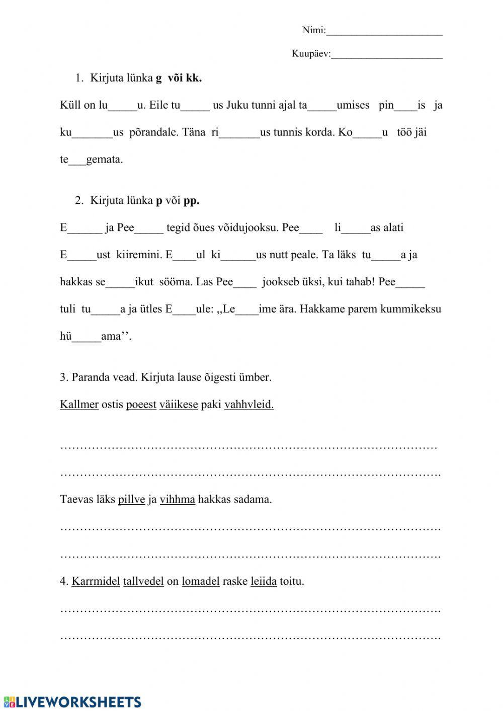 Sulghääliku pikkus PROOVITÖÖ