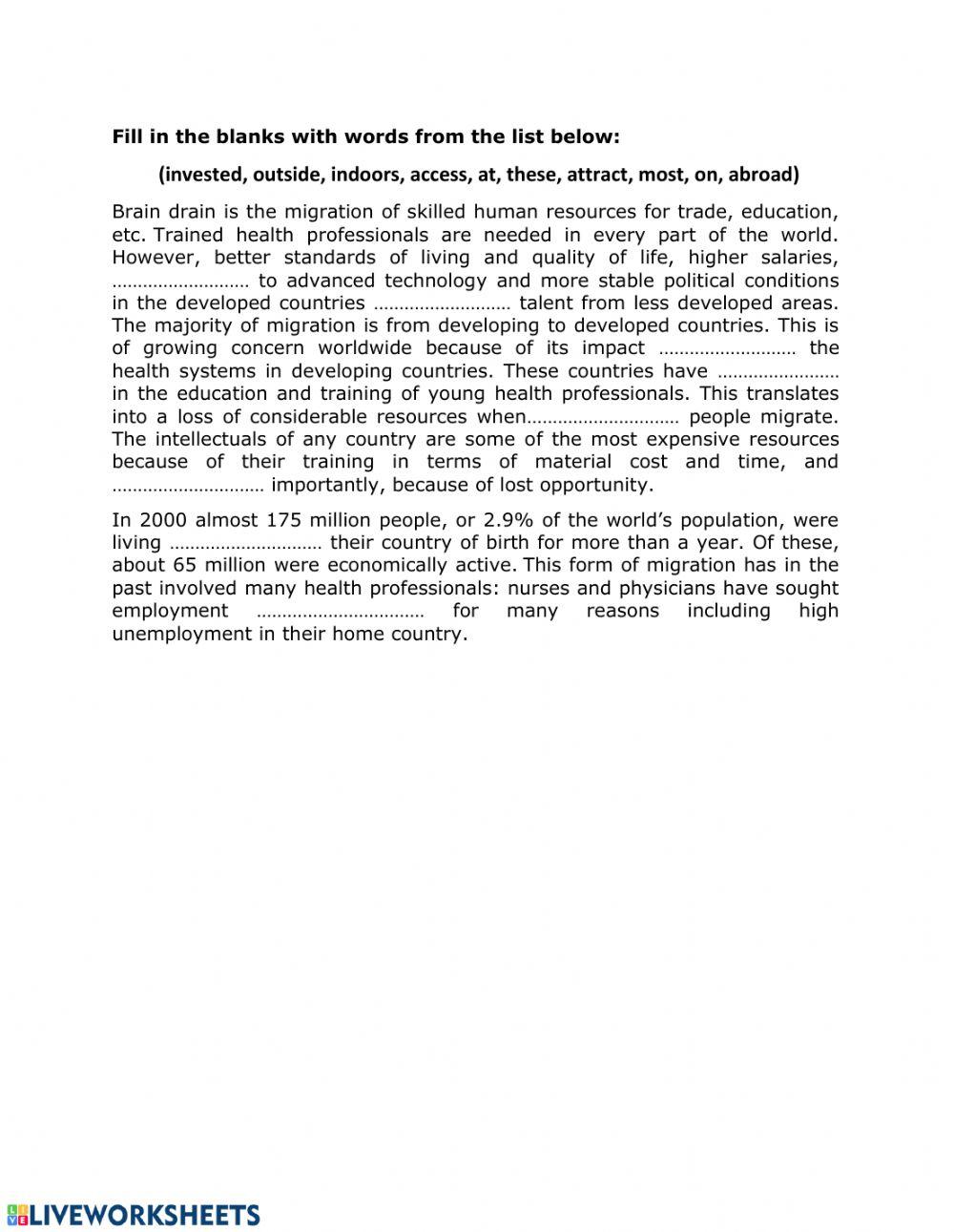 4th form Brain drain