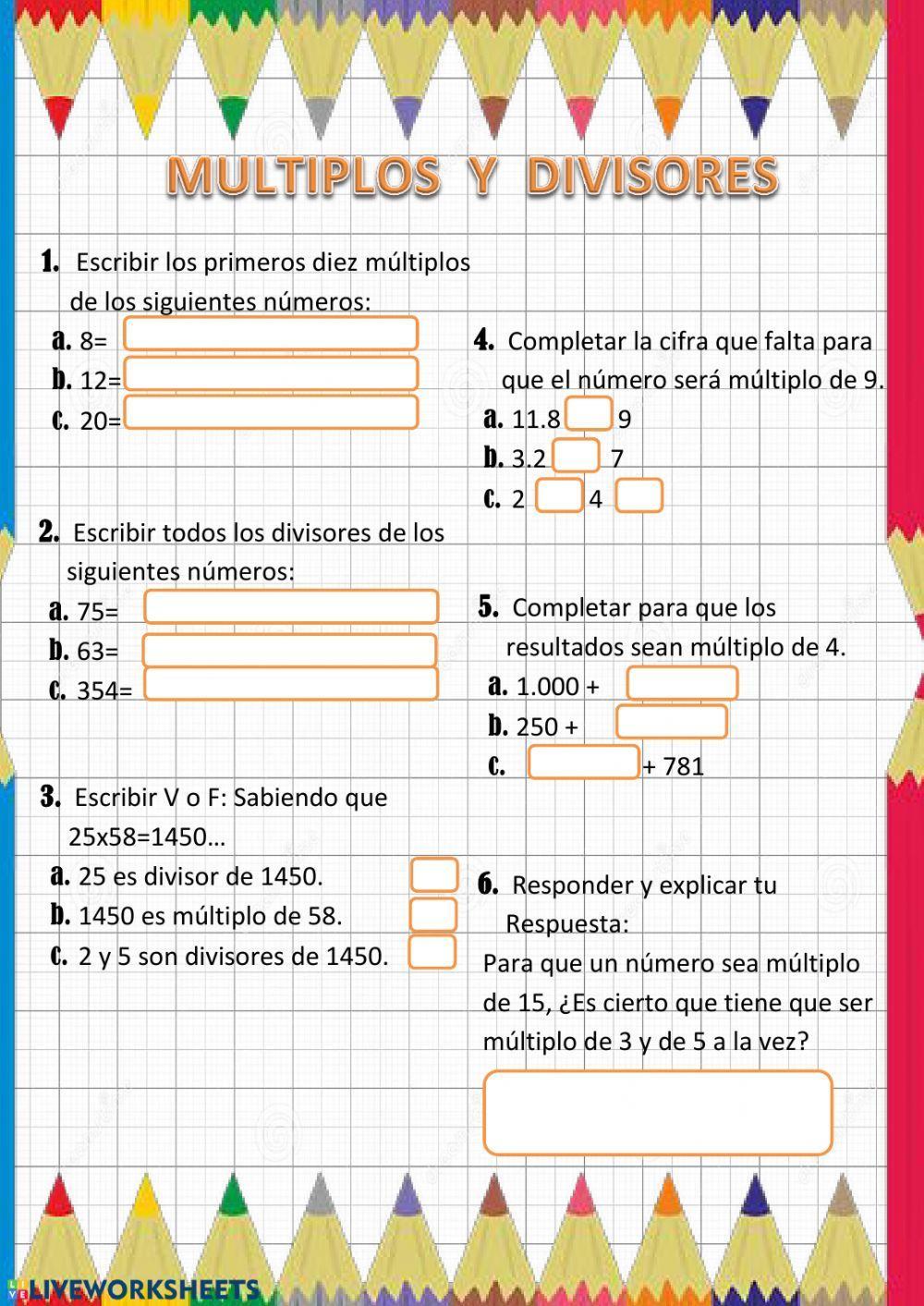 Múltiplos y Divisores