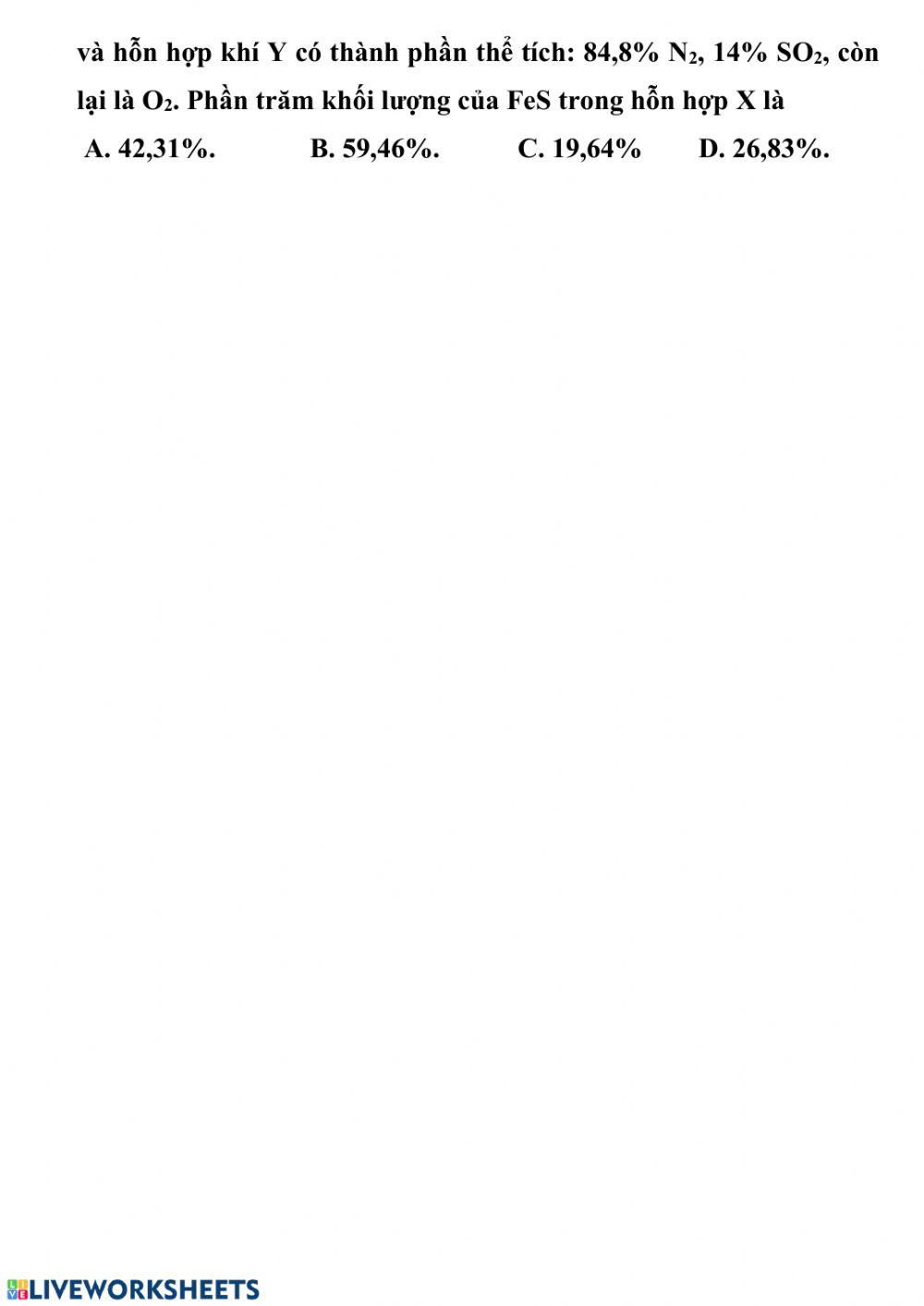 Trắc nghiệm lưu huỳnh