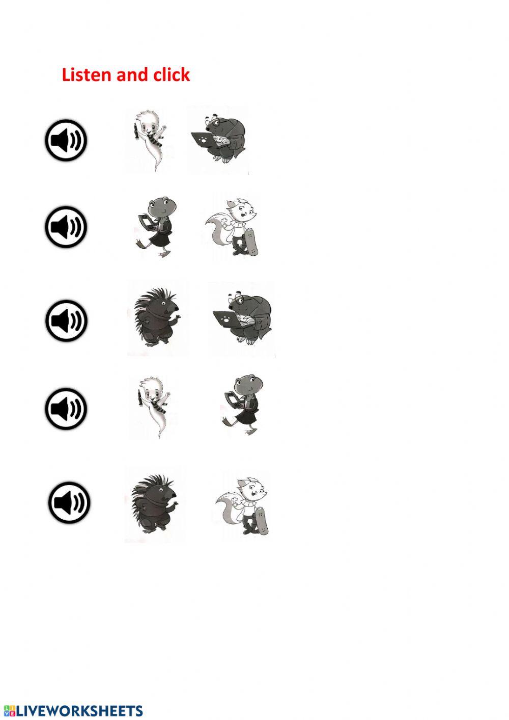 Listen and click the characters