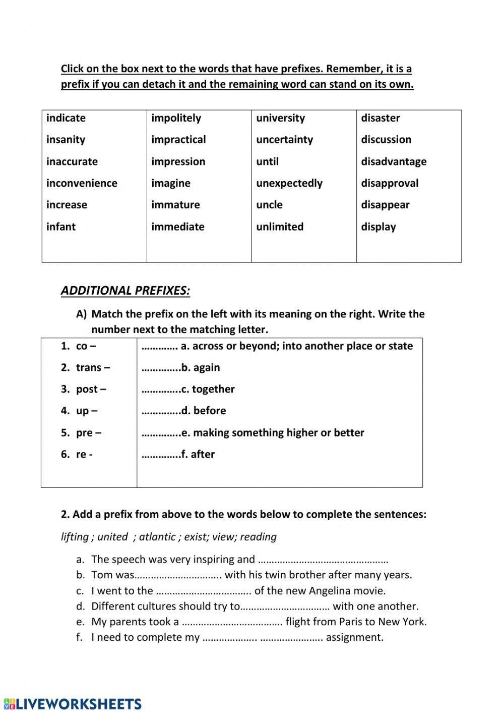 Prefixes