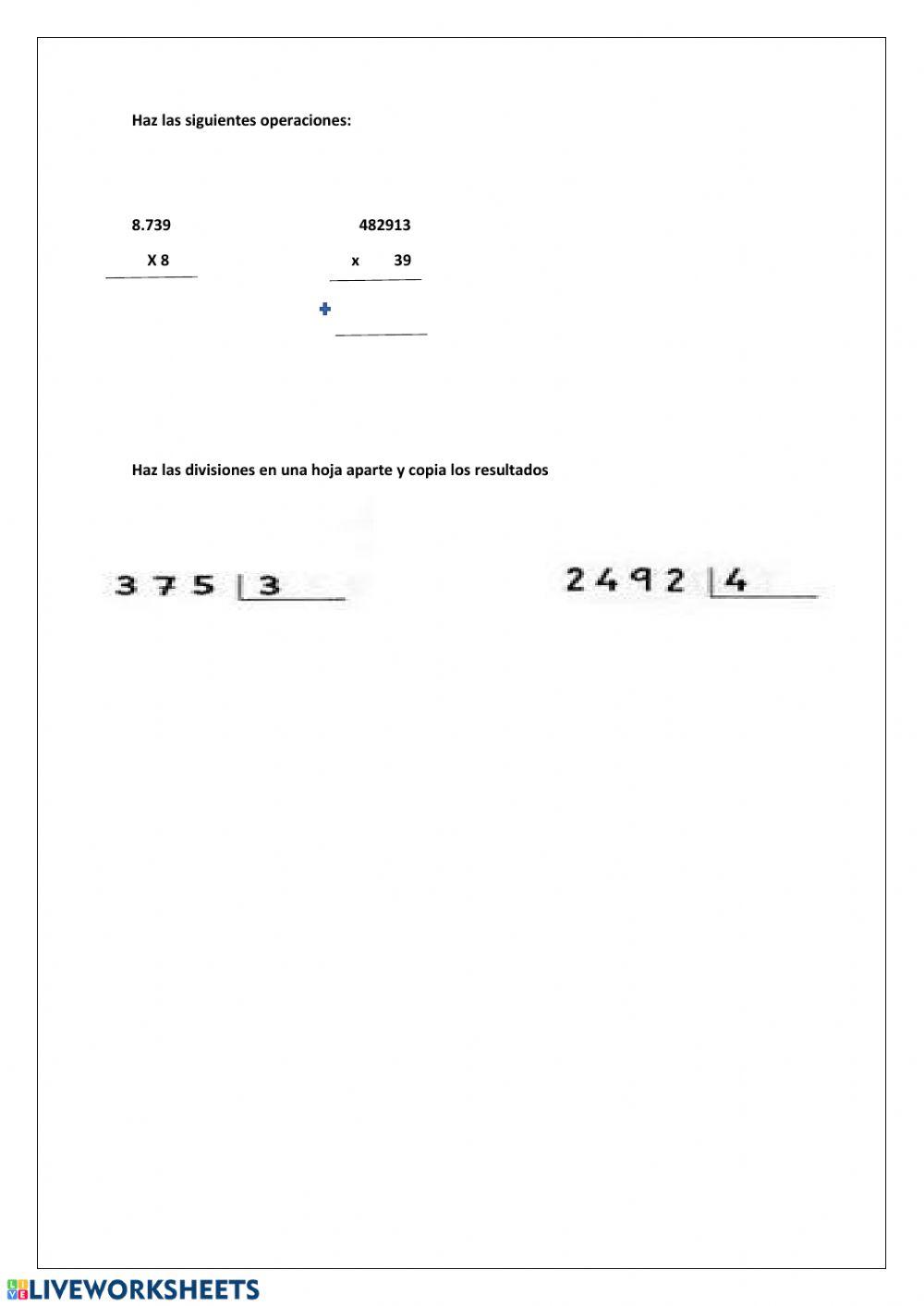 Multiplicaciones y divisiones por una cifra
